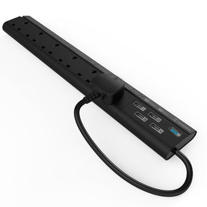 Lexuma XStrip – 6 Gang UK Surge Protector Power Strip with 4 USB Ports - GadgetiCloud