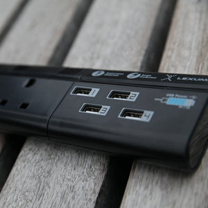Lexuma XStrip – 6 Gang UK Surge Protector Power Strip with 4 USB Ports - GadgetiCloud