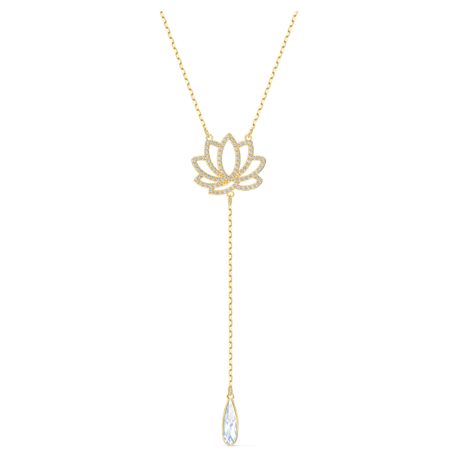 SWAROVSKI Symbolic Lotus Necklace - White & Gold-tone Plated #5521346