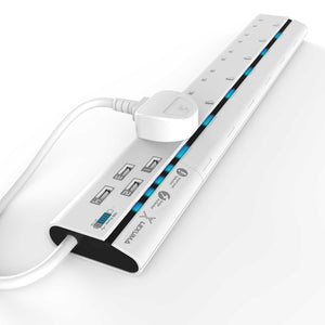 Lexuma XStrip – 6 Gang UK Surge Protector Power Strip with 4 USB Ports - GadgetiCloud