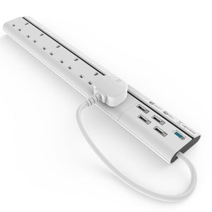 Lexuma XStrip – 6 Gang UK Surge Protector Power Strip with 4 USB Ports - GadgetiCloud