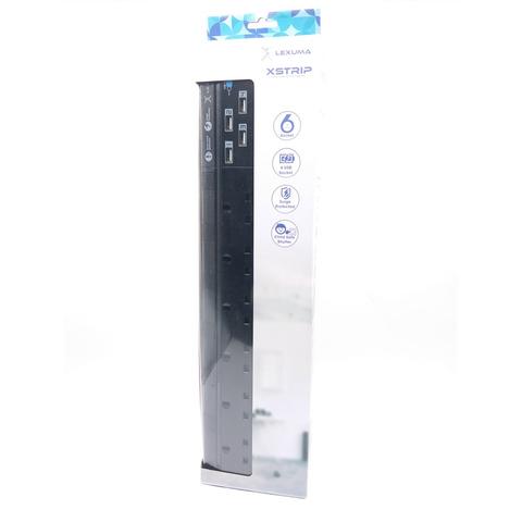 Lexuma XStrip – 6 Gang UK Surge Protector Power Strip with 4 USB Ports - GadgetiCloud